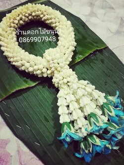 พวงมาลัยมะลิสดสีฟ้า