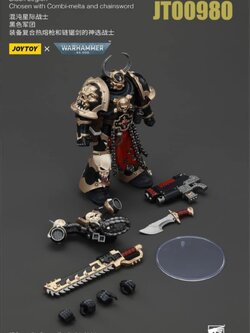 [พร้อมส่ง]Joy toy 1/18 : Chaos Space Marines Black Legion Chosen- JT00980 : with Combi-melta and chainsword