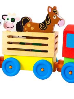 รถไฟของเล่น,ปู็น ปู๊น รถไฟบรรทุกสัตว์, ของเล่นไม้, ของเล่นเสริมพัฒนาการ, ของเล่น, สื่อการสอน