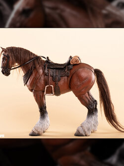 [พร้อมส่ง] Fish toys (D20 Studio) -- wasteland series basic horse ม้า --แบบ A (มีขนพู่ขา) Brown model น้ำตาล HY-010