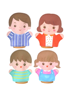 หุ่นมือ ครอบครัว พ่อ แม่ ลูกชาย ลูกสาว (ชุดเล็ก)ราคายังไม่รวมที่ตั้ง ของเล่นเสริมทักษะ,ของเล่นเด็ก, สื่อการสอนอนุบาล