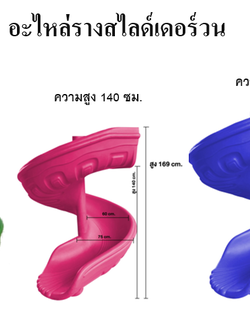 อะไหล่รางสไลเดอร์วนความสูง 120/160 ซม. อะไหล่กระดานลื่นวน สไลด์วนเกลียว รางสไลเดอร์พลาสติก สไลด์วน Polyethylene กระดานลื่นเกลียว พร้อมส่งราคาโรงงาน playground