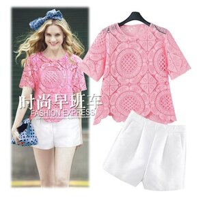 เสื้อผ้าเซ็ต 3 ชิ้น ชุดเสื้อผ้าลูกไม้พร้อมเสื้อซับในคู่กับกางเกงขาสั้น