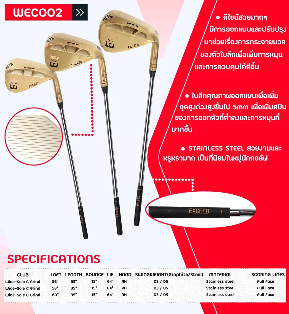 WEDGE EXCEED GOLD SERIES WEC002 หน้าตะไบ โหดกำลังสอง รุ่นใหม่ล่าสุด WEDGE EXCEED GOLD SERIES WEC002 หน้าตะไบ โหดกำลังสอง รุ่นใหม่ล่าสุด